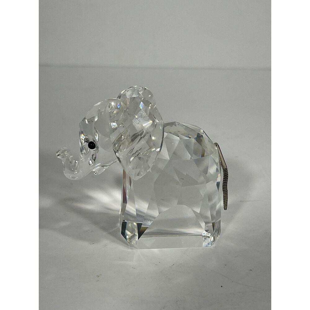 Swarovski Crystal Baby ELEPHANT Metal Tail Figurine Retired Discontinued MINT